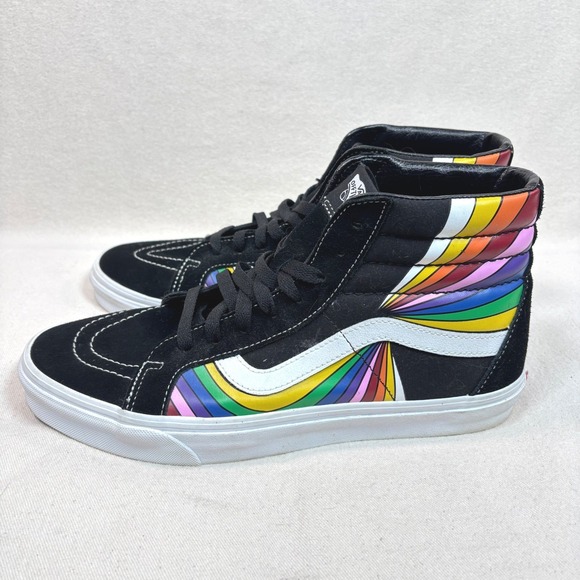 Vans Sk8-Hi Rainbow Prism Black Suede High Top Sneakers Mens 11.5 Womens 13 - Picture 5 of 10